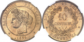 IIIe République (1870-1940). 10 centimes Cérès 1895, A, Paris.
NGC MS 66 RD (5909590-015).
Av. RÉPUBLIQUE FRANÇAISE. Tête de la République à gauche ...