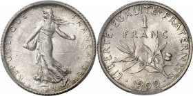 IIIe République (1870-1940). 1 franc Semeuse 1900, Paris.
PCGS MS65+ (41371467).
Av. REPUBLIQUE FRANÇAISE. La Semeuse à gauche, avec le soleil levan...