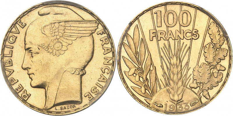 IIIe République (1870-1940). 100 francs Bazor, aspect Flan bruni (Prooflike) 193...