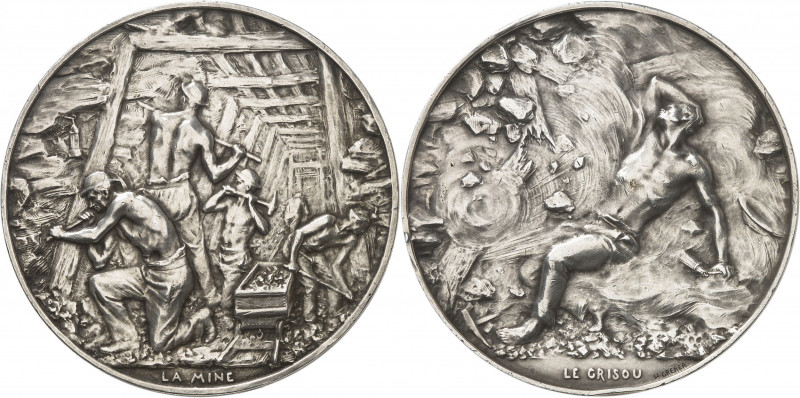 IIIe République (1870-1940). Médaille, les mineurs et le coup de grisou par Henr...