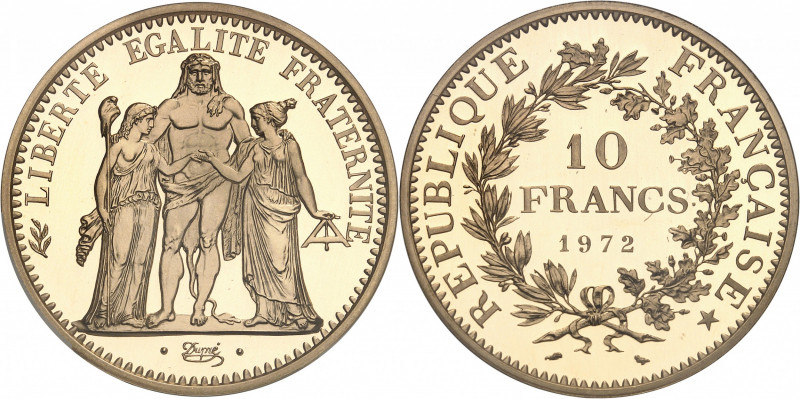 Ve République (1958 à nos jours). Piéfort de 10 francs Hercule, Flan bruni (PROO...