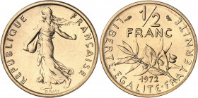 Ve République (1958 à nos jours). Piéfort de 1/2 franc Semeuse, Flan bruni (PROOF) 1972, Paris.
PCGS SP69 (41372457).
Av. REPUBLIQUE FRANÇAISE. La S...