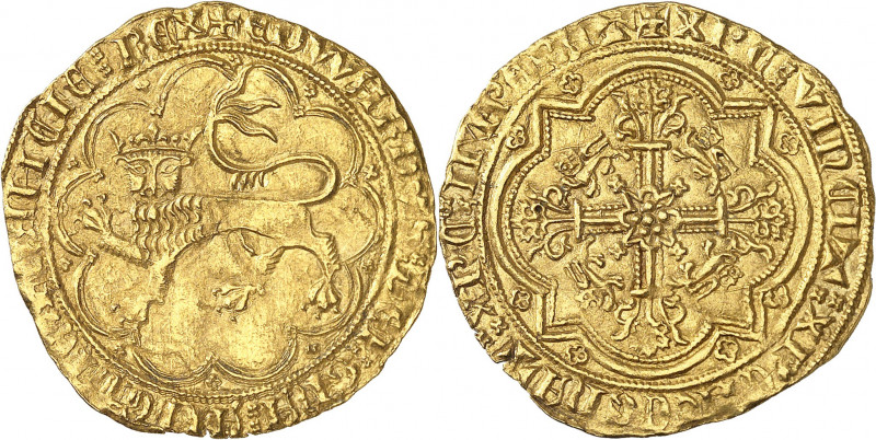 Aquitaine, Édouard III (1325-1362). Léopard d’or, 2e émission ND (juillet 1356)....