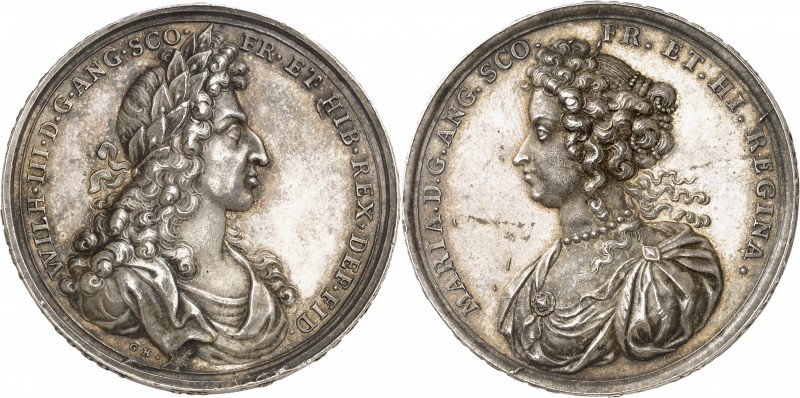 Guillaume et Marie (1689-1694). Médaille, couronnement de Guillaume III d’Orange...