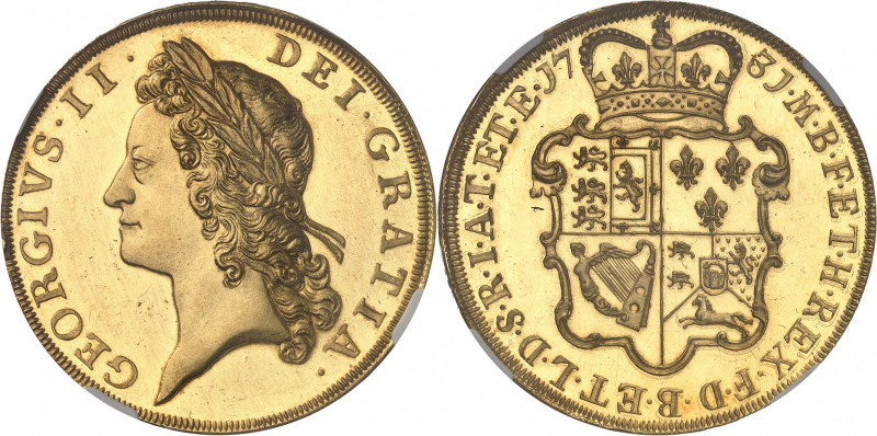 Georges II (1727-1760). 5 guinées, Flan bruni (PROOF) 1731, Londres.
NGC PF 64+...