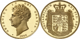 Georges IV (1820-1830). 5 livres (5 pounds), Flan bruni (PROOF) 1826, Londres.
NGC PF 63 ULTRA CAMEO (6142662-001).
Av. GEORGIUS IV DEI GRATIA. Bust...
