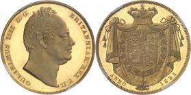 Guillaume IV (1830-1837). Crown (couronne), frappe en or, Flan bruni (PROOF) 1831, Londres.
NGC PROOF DETAILS OBV TOOLED (6066350-025).
Av. GULIELMU...