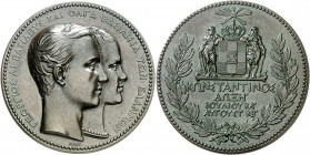 Georges Ier, Roi des Hellènes (1863-1913). Médaille, naissance de Constantin, fils de Georges de Grèce et d’Olga Constantinova de Russie, par Barre ND...
