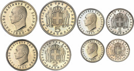 Paul Ier, roi des Hellènes (1947-1964). Coffret de 4 essais de 5, 2, 1 drachme et 50 lepta 1954, Paris.
PCGS SP67 (42483661 - 445596.67).
Av. ΠΑΥΛΟΣ...
