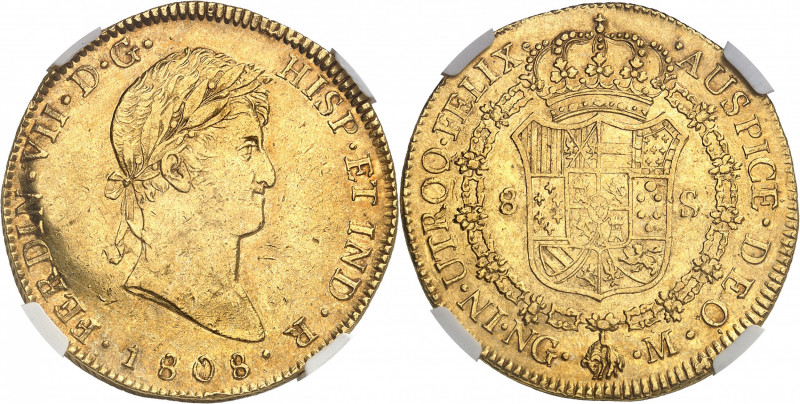 Ferdinand VII (1808-1817). 8 escudos 1808/1 M, NG, Guatemala.
NGC AU 55 (442774...