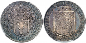 Louis XIV (1643-1715). Jeton pour la création de la Première Compagnie des Indes orientales, au nom de Daniel Voysin, prévôt des marchands de Paris 16...