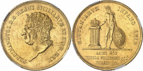 Naples, Ferdinand I (1816-1825). 30 ducats 1818, Naples.
NGC MS 62 (5883925-006).
Av. FERDINANDVS I. D. G. REGNI SICILIARVM ET HIER. REX. Tête couro...