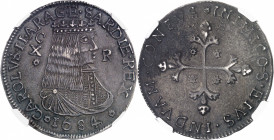 Sardaigne, Charles II d’Espagne (1665-1700). 10 reales datés 1684, Cagliari.
NGC AU 50 (4732483-004).
Av. CAROLVS. II. ARAG. E. SARDIE. REX. Buste d...