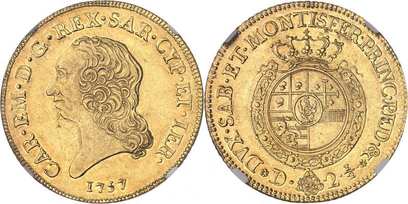 Savoie, Charles-Emmanuel III, 2e période (1755-1773). Demi-carlin de 2,5 doppie ...