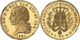 Savoie-Sardaigne, Victor-Emmanuel Ier (1814-1821). 20 lire, variété avec point après PRINC 1821, Turin.
NGC MS 63* (5781464-001).
Av. VIC. EM. D. G....