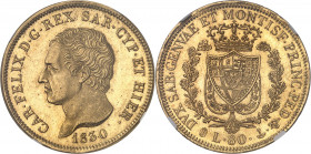 Savoie-Sardaigne, Charles-Félix (1821-1831). 80 lire 1830, ancre, Gênes.
NGC MS 64 (5780851-002).
Av. CAR. FELIX D. G. REX SAR. CYP. ET HIER. Tête n...