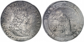 Toscane (Grand-duché de), Cosme III de Médicis (1670-1723). Tollero 1698, Florence.
PCGS MS63 (41821040).
Av. COSMVS. III. MAG. DVX. ETRVRIAE. VI. B...