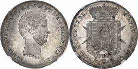 Toscane (Grand-duché de), Léopold II (1824-1849). Francescone (4 fiorini ou 10 paoli) 1858, Florence.
NGC MS 62 (3929764-009).
Av. LEOPOLDVS II. D. ...