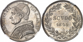 Vatican, Grégoire XVI (1831-1846). Scudo 1845 - An XV, Rome.
NGC MS 63 (3930790-011).
Av. GREGORIVS. XVI PON. M. AN. (date). Buste du Souverain pont...
