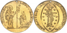 Venise, Ludovic Manin (1789-1797). Multiple d’Or de 8 sequins ND (1789-1797), Venise.
NGC AU DETAILS HOLED (6066367-020).
Av. LUDO. MANIN. - S. M. V...