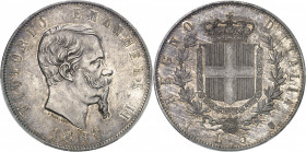 Victor-Emmanuel II (1861-1878). 5 lire 1861, T, Turin.
PCGS MS62 (41026148).
Av. VITTORIO EMANUELE II (date). Tête nue à gauche, signature FERRARIS....