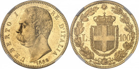 Umberto I (1878-1900). 100 lire 1883, R, Rome.
NGC MS 60 (5883938-010).
Av. UMBERTO I RE D’ITALIA (date). Tête nue à gauche, signature SPERANZA. 
R...