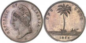 République indépendante du Liberia (depuis 1847). Essai de 1 cent 1866.
PCGS SP64BN (81856843).
Av. REPUBLIC OF LIBERIA. Buste à gauche de la Républ...