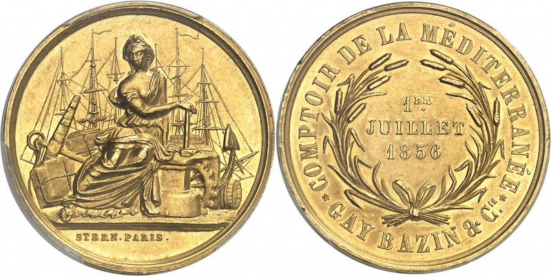 Second Empire / Napoléon III (1852-1870). Jeton en Or du Comptoir de la Méditerr...