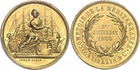 Second Empire / Napoléon III (1852-1870). Jeton en Or du Comptoir de la Méditerranée, Gay Bazin et Compagnie 1856, Paris (Stern).
PCGS SP55 (42259527...