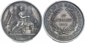 Second Empire / Napoléon III (1852-1870). Jeton du Comptoir de la Méditerranée, Gay Bazin et Compagnie 1856 (1860-1879), Paris (Stern).
PCGS MS63 (42...