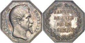 Second Empire / Napoléon III (1852-1870). Jeton de la Banque de l’île de la Réunion ND (1852-1860), Paris.
PCGS MS62 (42254621).
Av. NAPOLEON III EM...