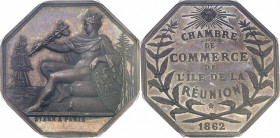 Second Empire / Napoléon III (1852-1870). Jeton de la Chambre de Commerce de l’île de la Réunion 1862, Paris (Stern).
PCGS MS65 (42254624).
Av. Sur ...