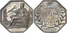 Second Empire / Napoléon III (1852-1870). Jeton de la Chambre de Commerce de l’île de la Réunion 1862, Paris (Stern).
PCGS MS63 (42254623).
Av. Sur ...
