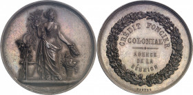 Second Empire / Napoléon III (1852-1870). Jeton du Crédit foncier colonial, agence de la Réunion ND (1863-1879), Paris.
PCGS MS64 (42254625).
Av. Al...