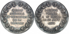 Second Empire / Napoléon III (1852-1870). Jeton du Crédit agricole et commercial de la Réunion 1864, Paris.
PCGS MS62 (42254627).
Av. Dans une couro...