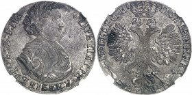 Pierre Ier le Grand (1689-1725). Demi-rouble ou poltina, aigle large ND (1707), Kadashevsky.
NGC MS 62+ (5777184-003).
Av. Légende en cyrillique. Bu...
