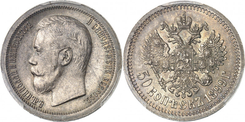 Nicolas II (1894-1917). 50 kopeck 1899, Paris.
PCGS MS64 (35341098).
Av. Légen...