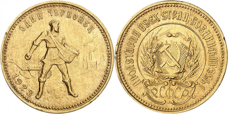 URSS (1922-1991). Chervonetz (10 roubles) 1923, Saint-Pétersbourg.
NGC MS 62 (5...