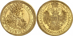 Charles VI (1711-1740). 10 ducats 1713, Karlsbourg (Alba Iulia).
NGC MS 61 (6142661-002).
Av. CAROL9 VI D: G. RO. IMP. S. A. GER. HIS. HV. BO. REX. ...