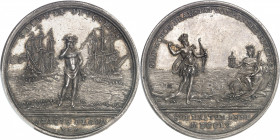 Amérique-Canada (colonies françaises), Louis XV (1715-1774). Médaille, Combat du 8 juin 1755 et préliminaires coloniaux de la Guerre de Sept ans, par ...