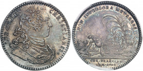 Amérique-Canada (colonies françaises), Louis XV (1715-1774). Jeton “NON INFERIORA METALLIS” frappe monnaie par C.-N. Roëttiers 1754, Paris.
PCGS MS65...