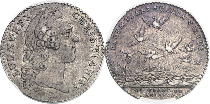 Amérique-Canada (colonies françaises), Louis XV (1715-1774). Jeton “EADEM TRANS ...