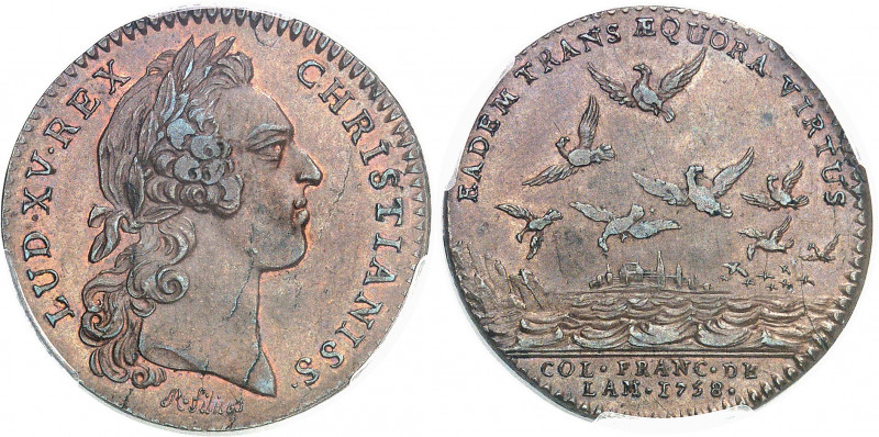 Amérique-Canada (colonies françaises), Louis XV (1715-1774). Jeton “EADEM TRANS ...