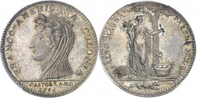 Castorland (1792-1800). Jeton d’un 1/2 dollar, frappe postérieure avec coins d’origine 1796 (1845-1860), Paris.
PCGS MS65 (42254646).
Av. FRANCO-AME...