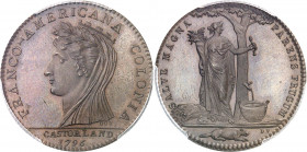 Castorland (1792-1800). Jeton d’un 1/2 dollar, refrappe avec de nouveaux coins 1796 (1845-1860), Paris.
PCGS MS65 (42254648).
Av. FRANCO-AMERICANA C...