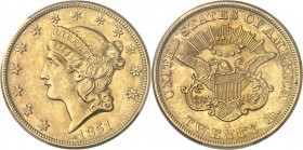 République fédérale des États-Unis d’Amérique (1776-à nos jours). 20 dollars Liberty, sans devise 1851, O, La Nouvelle-Orléans.
PCGS AU53 (41817919)....