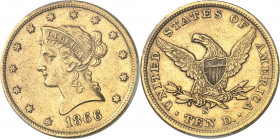 République fédérale des États-Unis d’Amérique (1776-à nos jours). 10 dollars Liberty, sans devise 1866, S, San Francisco.
PCGS XF45 (41821285).
Av. ...