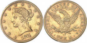 République fédérale des États-Unis d’Amérique (1776-à nos jours). 10 dollars Liberty 1874, CC, Carson City.
PCGS XF45 (41821024).
Av. Dans une bordu...