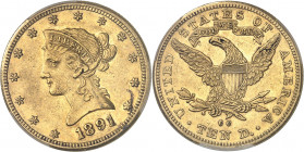République fédérale des États-Unis d’Amérique (1776-à nos jours). 10 dollars Liberty 1891, CC, Carson City.
PCGS AU55 (41497028).
Av. Dans une bordu...
