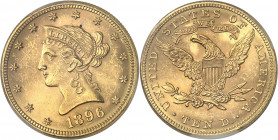République fédérale des États-Unis d’Amérique (1776-à nos jours). 10 dollars Liberty 1896, Philadelphie.
PCGS MS64 (41821291).
Av. Dans une bordure ...